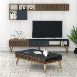 Hanah Home Milan Set 483 - Conjunto de salón nogal y antracita